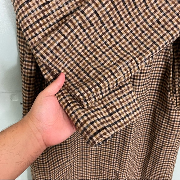Anthropologie If By Sea Menswear Plaid Overcoat City Coat Brown Academia Small s - Picture 5 of 10
